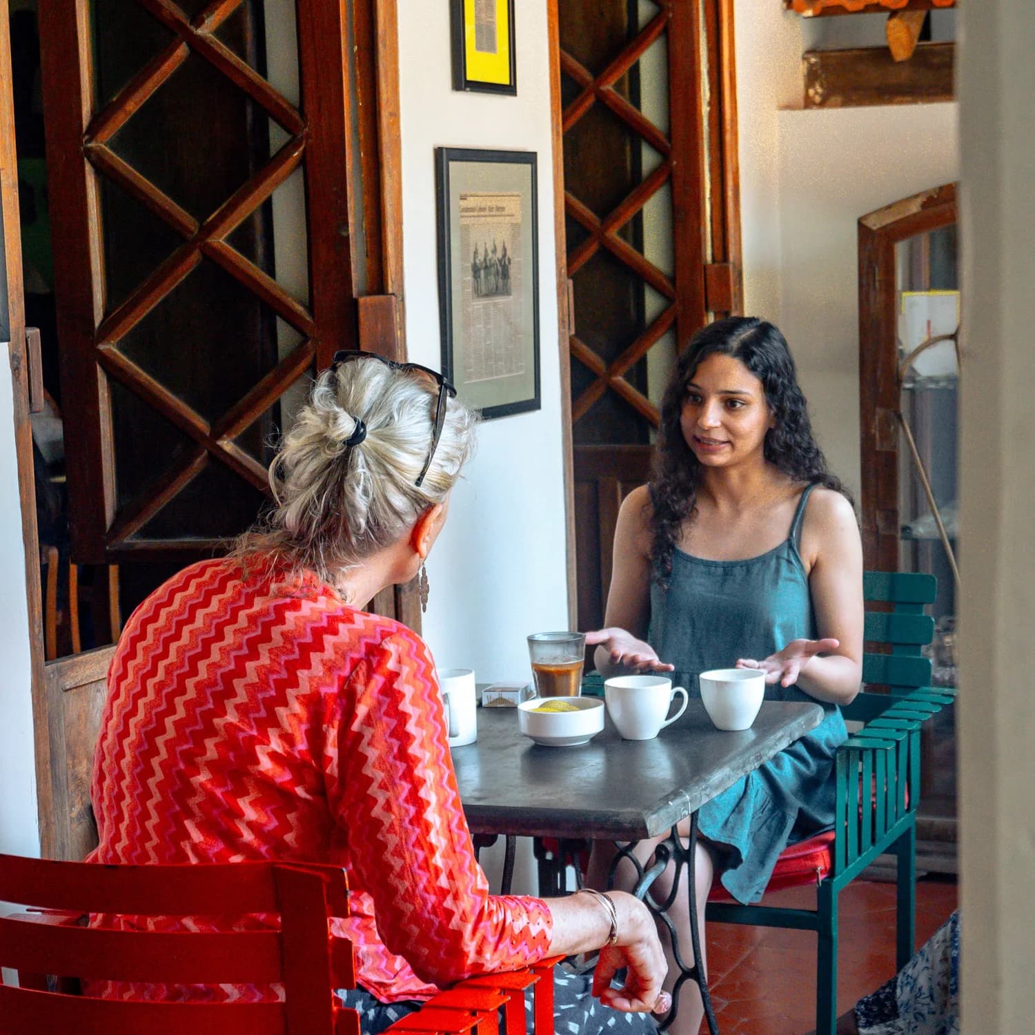 Two BHX participants in a focused conversation